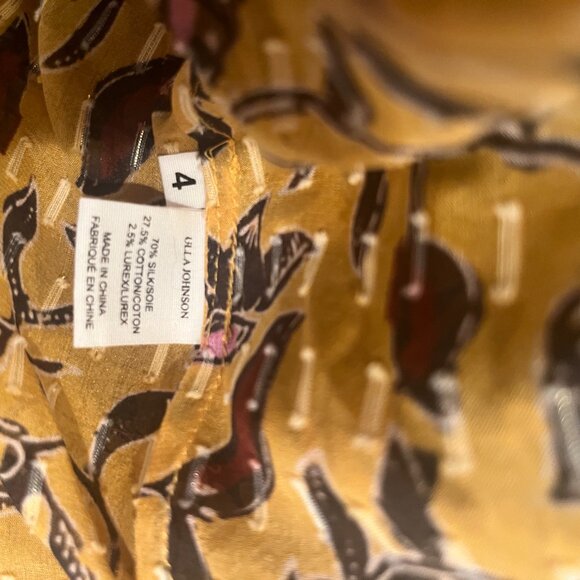 Ulla Johnson - Semi-sheer floral long sleeve blouse, Sz 4 (but fits many sizes) - Picture 3 of 6